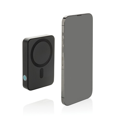 Amporia 10.000mAh magnetische Powerbank aus RCS rec. ABS schwarz bedrucken, Art.-Nr. P322.8901