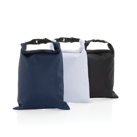 Snackstrap faltbarer Lunchbag aus AWARE™ rPET 30 x 20cm navy blau bedrucken, Art.-Nr. P422.5525