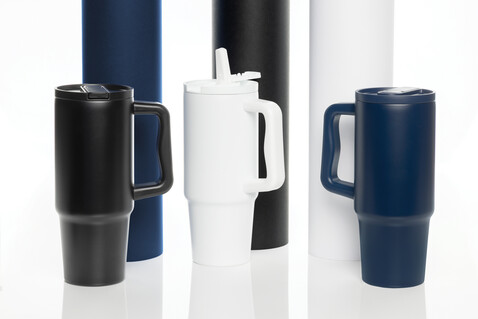 Embrace Leakproof aus RCS recyceltem Edelstahl 900ml navy blau bedrucken, Art.-Nr. P437.3425