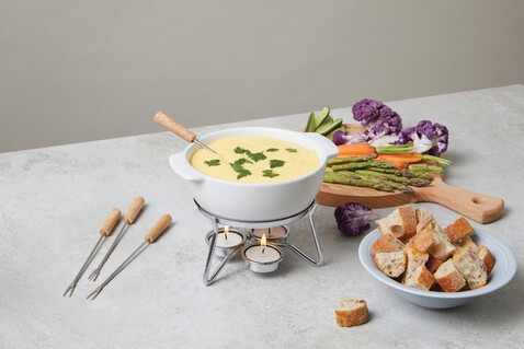 BOSKA Käse-Fondue Set Party - 750ml weiß bedrucken, Art.-Nr. RB853548 BOSKA Käse-Fondue Set Party - 750ml weiß bedrucken, Art.-Nr. RB853548