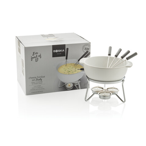 BOSKA Käse-Fondue Set Party - 750ml weiß bedrucken, Art.-Nr. RB853548 BOSKA Käse-Fondue Set Party - 750ml weiß bedrucken, Art.-Nr. RB853548
