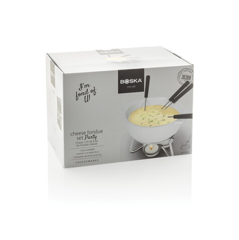 BOSKA Käse-Fondue Set Party - 750ml weiß bedrucken, Art.-Nr. RB853548 BOSKA Käse-Fondue Set Party - 750ml weiß bedrucken, Art.-Nr. RB853548