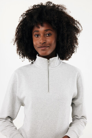 IQONIQ Elgon Quarter-Zip-Sweater aus rec. Baumwolle light heather grey bedrucken, Art.-Nr. T9601.032.5XL