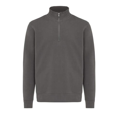 IQONIQ Elgon Quarter-Zip-Sweater aus rec. Baumwolle anthrazit bedrucken, Art.-Nr. T9601.019.L