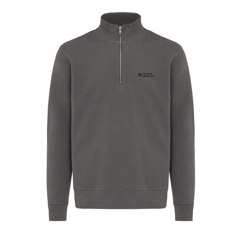 IQONIQ Elgon Quarter-Zip-Sweater aus rec. Baumwolle anthrazit bedrucken, Art.-Nr. T9601.019.L