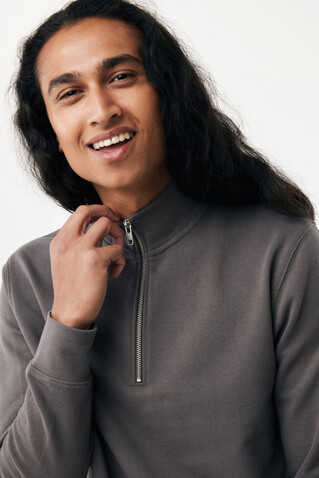 IQONIQ Elgon Quarter-Zip-Sweater aus rec. Baumwolle anthrazit bedrucken, Art.-Nr. T9601.019.L