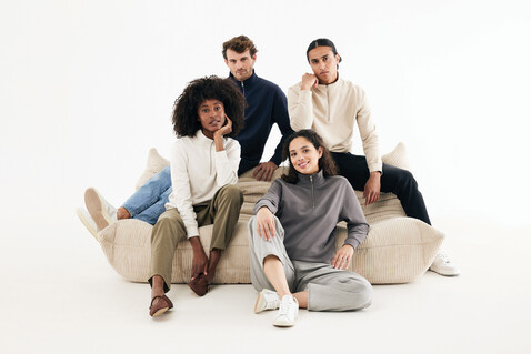 IQONIQ Elgon Quarter-Zip-Sweater aus rec. Baumwolle anthrazit bedrucken, Art.-Nr. T9601.019.L