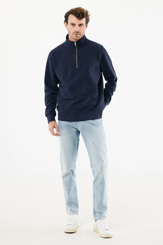 IQONIQ Elgon Quarter-Zip-Sweater aus rec. Baumwolle navy blau bedrucken, Art.-Nr. T9601.002.XXXL IQONIQ Elgon Quarter-Zip-Sweater aus rec. Baumwolle navy blau bedrucken, Art.-Nr. T9601.002.XXXL