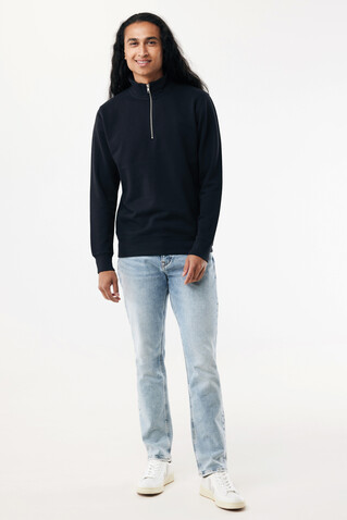 IQONIQ Elgon Quarter-Zip-Sweater aus rec. Baumwolle schwarz bedrucken, Art.-Nr. T9601.001.S IQONIQ Elgon Quarter-Zip-Sweater aus rec. Baumwolle schwarz bedrucken, Art.-Nr. T9601.001.S