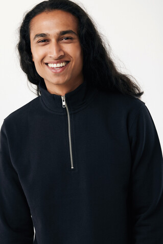 IQONIQ Elgon Quarter-Zip-Sweater aus rec. Baumwolle schwarz bedrucken, Art.-Nr. T9601.001.S IQONIQ Elgon Quarter-Zip-Sweater aus rec. Baumwolle schwarz bedrucken, Art.-Nr. T9601.001.S