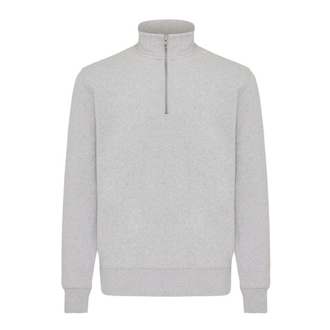 IQONIQ Elgon Quarter-Zip-Sweater aus rec. Baumwolle light heather grey bedrucken, Art.-Nr. T9601.032.5XL
