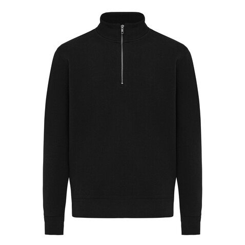 IQONIQ Elgon Quarter-Zip-Sweater aus rec. Baumwolle schwarz bedrucken, Art.-Nr. T9601.001.S IQONIQ Elgon Quarter-Zip-Sweater aus rec. Baumwolle schwarz bedrucken, Art.-Nr. T9601.001.S