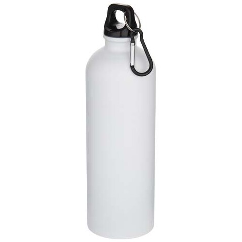 Oregon 750 ml matte RCS-zertifizierte, einwandige Trinkflasche aus recyceltem Edelstahl mit Karabinerhaken, weiss bedrucken, Art.-Nr. 10087201 Oregon 750 ml matte RCS-zertifizierte, einwandige Trinkflasche aus recyceltem Edelstahl mit Karabinerhaken, weiss bedrucken, Art.-Nr. 10087201