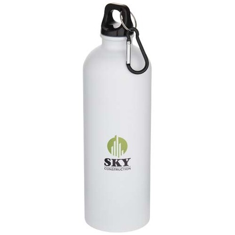 Oregon 750 ml matte RCS-zertifizierte, einwandige Trinkflasche aus recyceltem Edelstahl mit Karabinerhaken, weiss bedrucken, Art.-Nr. 10087201 Oregon 750 ml matte RCS-zertifizierte, einwandige Trinkflasche aus recyceltem Edelstahl mit Karabinerhaken, weiss bedrucken, Art.-Nr. 10087201