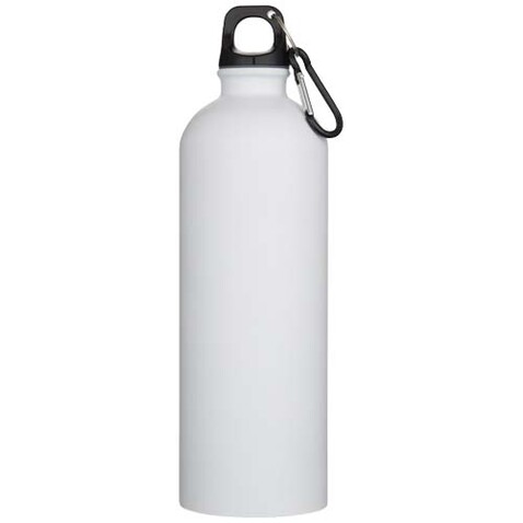 Oregon 750 ml matte RCS-zertifizierte, einwandige Trinkflasche aus recyceltem Edelstahl mit Karabinerhaken, weiss bedrucken, Art.-Nr. 10087201 Oregon 750 ml matte RCS-zertifizierte, einwandige Trinkflasche aus recyceltem Edelstahl mit Karabinerhaken, weiss bedrucken, Art.-Nr. 10087201