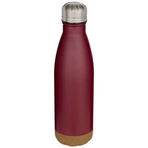 Cove 500 ml doppelwandige, vakuumisolierte Trinkflasche aus Edelstahl mit Korkdetails, rot bedrucken, Art.-Nr. 10089221 Cove 500 ml doppelwandige, vakuumisolierte Trinkflasche aus Edelstahl mit Korkdetails, rot bedrucken, Art.-Nr. 10089221