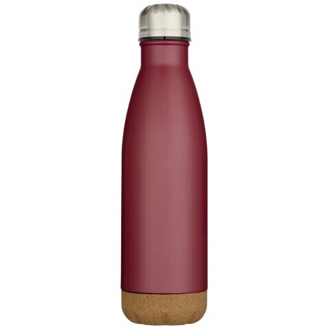 Cove 500 ml doppelwandige, vakuumisolierte Trinkflasche aus Edelstahl mit Korkdetails, rot bedrucken, Art.-Nr. 10089221 Cove 500 ml doppelwandige, vakuumisolierte Trinkflasche aus Edelstahl mit Korkdetails, rot bedrucken, Art.-Nr. 10089221