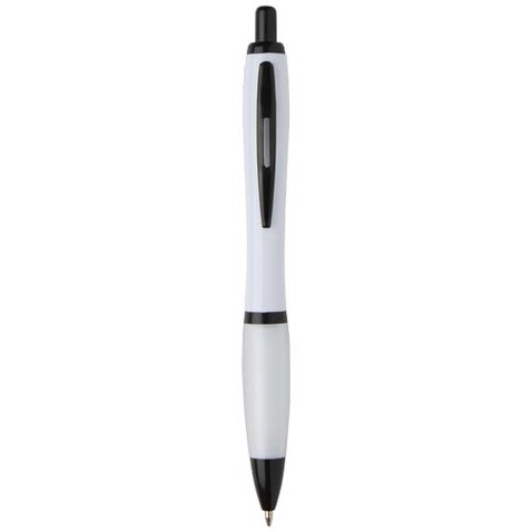 Nash Kugelschreiber aus recyceltem Kunststoff mit schwarzen Zierelementen (schwarze Mine), weiss bedrucken, Art.-Nr. 10629601 Nash Kugelschreiber aus recyceltem Kunststoff mit schwarzen Zierelementen (schwarze Mine), weiss bedrucken, Art.-Nr. 10629601