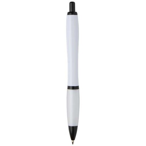 Nash Kugelschreiber aus recyceltem Kunststoff mit schwarzen Zierelementen (schwarze Mine), weiss bedrucken, Art.-Nr. 10629601 Nash Kugelschreiber aus recyceltem Kunststoff mit schwarzen Zierelementen (schwarze Mine), weiss bedrucken, Art.-Nr. 10629601