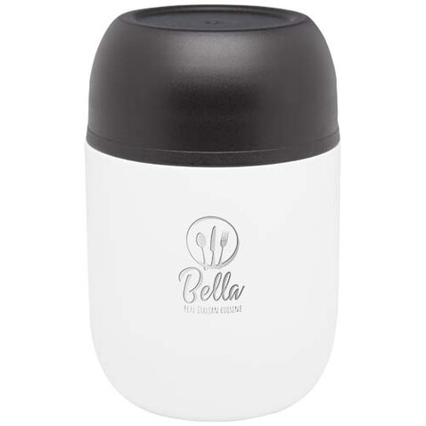 Supo 480 ml doppelwandiger Lunchpot aus recyceltem Edelstahl, weiss bedrucken, Art.-Nr. 11342101 Supo 480 ml doppelwandiger Lunchpot aus recyceltem Edelstahl, weiss bedrucken, Art.-Nr. 11342101