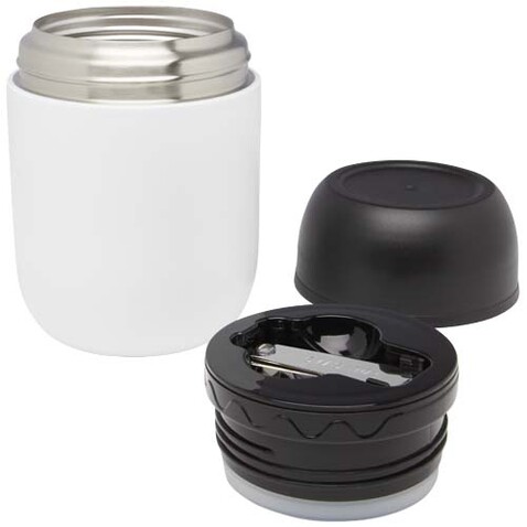Supo 480 ml doppelwandiger Lunchpot aus recyceltem Edelstahl, weiss bedrucken, Art.-Nr. 11342101 Supo 480 ml doppelwandiger Lunchpot aus recyceltem Edelstahl, weiss bedrucken, Art.-Nr. 11342101