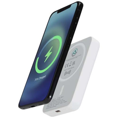Acrab 15 W 5.000 mAh magnetische kabellose Powerbank mit 20 W PD aus recyceltem Kunststoff, weiss bedrucken, Art.-Nr. 12444101 Acrab 15 W 5.000 mAh magnetische kabellose Powerbank mit 20 W PD aus recyceltem Kunststoff, weiss bedrucken, Art.-Nr. 12444101