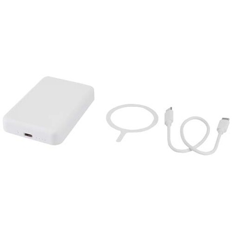 Acrab 15 W 5.000 mAh magnetische kabellose Powerbank mit 20 W PD aus recyceltem Kunststoff, weiss bedrucken, Art.-Nr. 12444101 Acrab 15 W 5.000 mAh magnetische kabellose Powerbank mit 20 W PD aus recyceltem Kunststoff, weiss bedrucken, Art.-Nr. 12444101