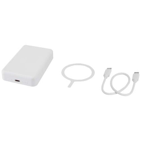 Acrab 15 W 10.000 mAh magnetische kabellose Powerbank mit 20 W PD aus recyceltem Kunststoff, weiss bedrucken, Art.-Nr. 12444201 Acrab 15 W 10.000 mAh magnetische kabellose Powerbank mit 20 W PD aus recyceltem Kunststoff, weiss bedrucken, Art.-Nr. 12444201