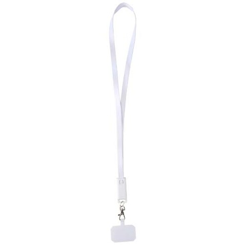 Franz 5 in 1 Lanyard Kabel aus recyceltem Kunststoff für Smartphones mit integrierter Datensynchronisierung und 65 W Schnellladefunktion, weiss bedrucken, Art.-Nr. 12444701 Franz 5 in 1 Lanyard Kabel aus recyceltem Kunststoff für Smartphones mit integrierter Datensynchronisierung und 65 W Schnellladefunktion, weiss bedrucken, Art.-Nr. 12444701
