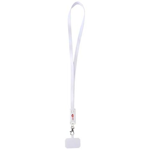 Franz 5 in 1 Lanyard Kabel aus recyceltem Kunststoff für Smartphones mit integrierter Datensynchronisierung und 65 W Schnellladefunktion, weiss bedrucken, Art.-Nr. 12444701 Franz 5 in 1 Lanyard Kabel aus recyceltem Kunststoff für Smartphones mit integrierter Datensynchronisierung und 65 W Schnellladefunktion, weiss bedrucken, Art.-Nr. 12444701