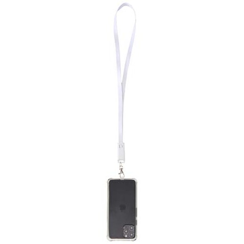 Franz 5 in 1 Lanyard Kabel aus recyceltem Kunststoff für Smartphones mit integrierter Datensynchronisierung und 65 W Schnellladefunktion, weiss bedrucken, Art.-Nr. 12444701 Franz 5 in 1 Lanyard Kabel aus recyceltem Kunststoff für Smartphones mit integrierter Datensynchronisierung und 65 W Schnellladefunktion, weiss bedrucken, Art.-Nr. 12444701