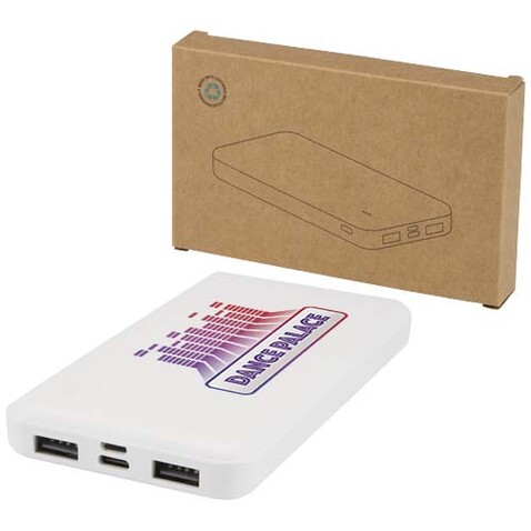 Intan 10 W 10.000 mAh Powerbank aus recyceltem Kunststoff, weiss bedrucken, Art.-Nr. 12445801 Intan 10 W 10.000 mAh Powerbank aus recyceltem Kunststoff, weiss bedrucken, Art.-Nr. 12445801