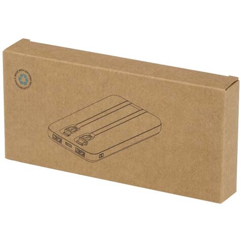 Adhil 10 W 10.000 mAh Powerbank aus recyceltem Kunststoff mit 2 integrierten Kabeln, weiss bedrucken, Art.-Nr. 12445901 Adhil 10 W 10.000 mAh Powerbank aus recyceltem Kunststoff mit 2 integrierten Kabeln, weiss bedrucken, Art.-Nr. 12445901