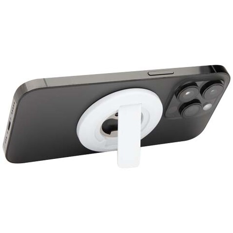 Ain Magnetische Smartphonehalterung aus recyceltem Kunststoff mit Flaschenöffner, weiss bedrucken, Art.-Nr. 12446101