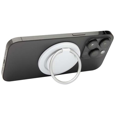 Albali Magnetische Smartphonehalterung aus recyceltem Kunststoff mit Ringständer, weiss bedrucken, Art.-Nr. 12446201