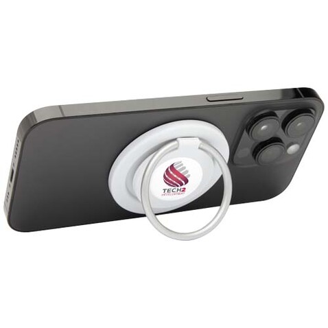 Albali Magnetische Smartphonehalterung aus recyceltem Kunststoff mit Ringständer, weiss bedrucken, Art.-Nr. 12446201