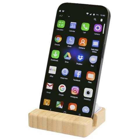Algol Smartphonehalterung aus recyceltem Kunststoff mit Fidget-Toy mit Bambusdetails, holz bedrucken, Art.-Nr. 12446671