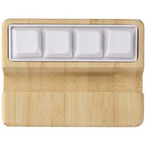 Algol Smartphonehalterung aus recyceltem Kunststoff mit Fidget-Toy mit Bambusdetails, holz bedrucken, Art.-Nr. 12446671