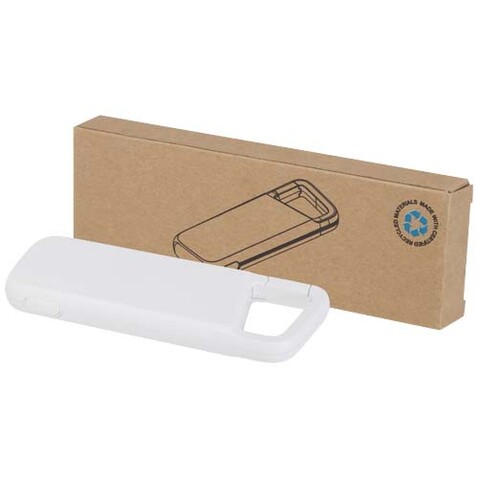 Alkes 12 W 5.000 mAh wasserfeste Powerbank aus recyceltem Kunststoff mit Karabinerhaken, weiss bedrucken, Art.-Nr. 12447001 Alkes 12 W 5.000 mAh wasserfeste Powerbank aus recyceltem Kunststoff mit Karabinerhaken, weiss bedrucken, Art.-Nr. 12447001