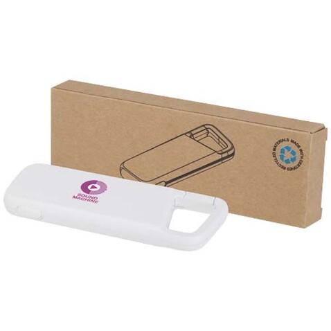 Alkes 12 W 5.000 mAh wasserfeste Powerbank aus recyceltem Kunststoff mit Karabinerhaken, weiss bedrucken, Art.-Nr. 12447001 Alkes 12 W 5.000 mAh wasserfeste Powerbank aus recyceltem Kunststoff mit Karabinerhaken, weiss bedrucken, Art.-Nr. 12447001