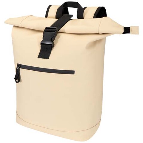 Resi Plus 15" GRS-recycelter Rolltop Rucksack 18 L, Oatmeal bedrucken, Art.-Nr. 13009307 Resi Plus 15" GRS-recycelter Rolltop Rucksack 18 L, Oatmeal bedrucken, Art.-Nr. 13009307