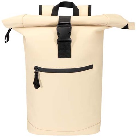 Resi Plus 15" GRS-recycelter Rolltop Rucksack 18 L, Oatmeal bedrucken, Art.-Nr. 13009307 Resi Plus 15" GRS-recycelter Rolltop Rucksack 18 L, Oatmeal bedrucken, Art.-Nr. 13009307