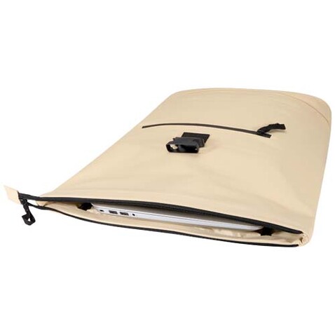 Resi Plus 15" GRS-recycelter Rolltop Rucksack 18 L, Oatmeal bedrucken, Art.-Nr. 13009307 Resi Plus 15" GRS-recycelter Rolltop Rucksack 18 L, Oatmeal bedrucken, Art.-Nr. 13009307