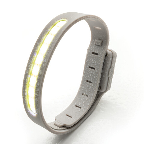 Lumi Sprint wiederaufladbares LED Lauflicht aus RCS rec. ABS grau bedrucken, Art.-Nr. P239.4402