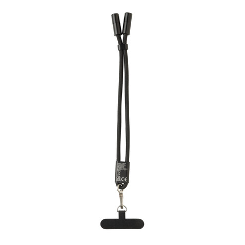 LoopAmp 60W Handgelenksband für Smartphones aus RCS rPET schwarz bedrucken, Art.-Nr. P302.5701