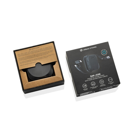 Urban Vitamin San Jose 100W-Halter mit einziehbarem Kabel schwarz bedrucken, Art.-Nr. P302.7201