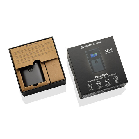 Urban Vitamin Campbell 55W 10.000mAh Pocket-Powerbank grau bedrucken, Art.-Nr. P322.7602