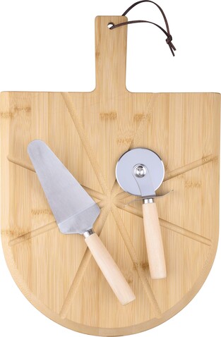 Pizzabrett Vale | Bambus | Mit Schneider und Spatula – Braun bedrucken, Art.-Nr. 011999999_1267535 Pizzabrett Vale | Bambus | Mit Schneider und Spatula – Braun bedrucken, Art.-Nr. 011999999_1267535