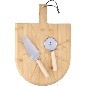 Pizzabrett Vale | Bambus | Mit Schneider und Spatula – Braun bedrucken, Art.-Nr. 011999999_1267535