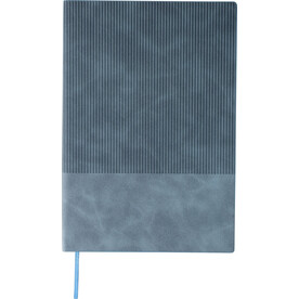 Notizbuch Elian | Recyceltes Kunstleder | A5 | Liniert – Hellblau bedrucken, Art.-Nr. 018999999_1274007